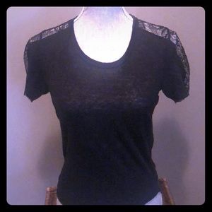 Zara black short sleeve T-shirt with lace back